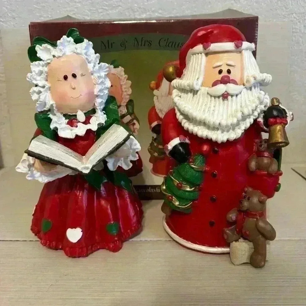 Vintage 1998 Kirkland 10” Table Top Mr & Mrs Santa Claus In Original  Box